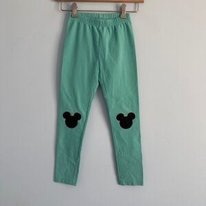 Hanna Andersson Disney‎ Collection Girls Green Mickey Mouse Leggings Size 6-7